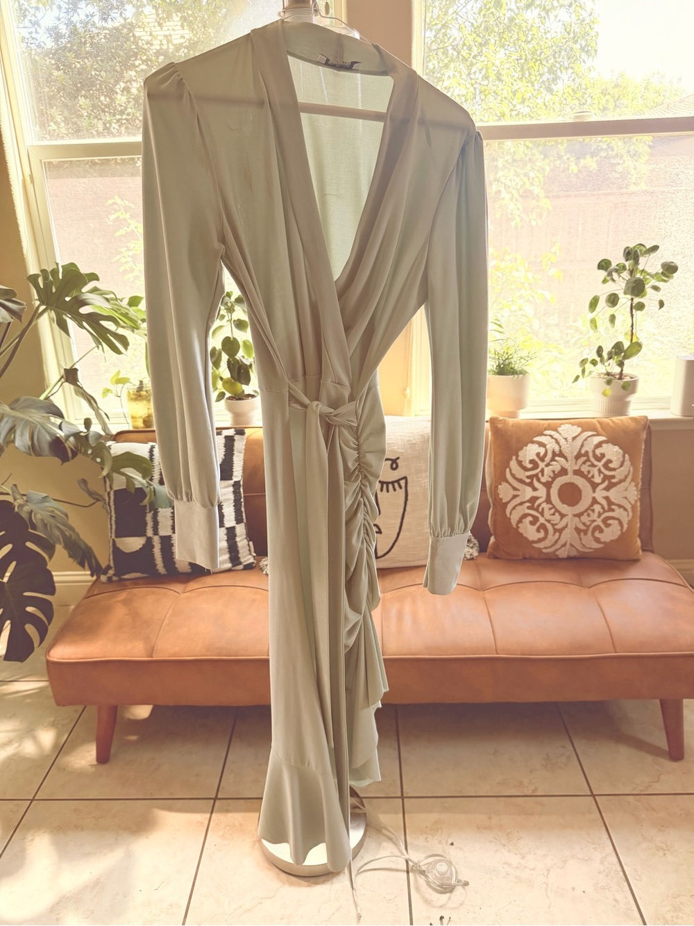 Sage Green Wrap Maxi Dress